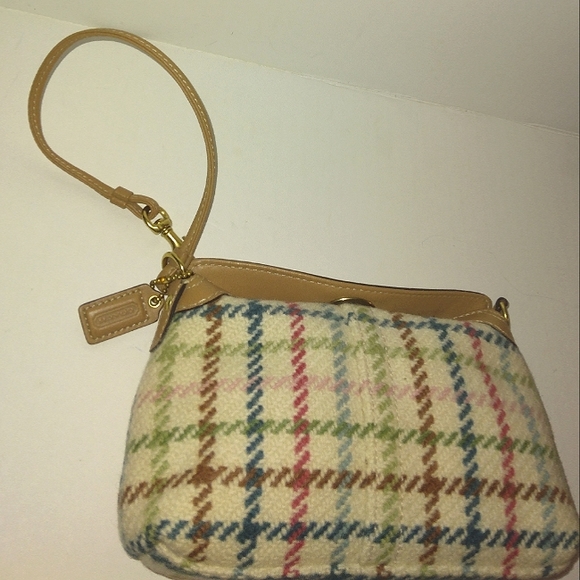 BRAND NEW☆Vintage COACH HAMPTON'S Tattersall Wool Large Capacity 2-Way Baguette - Picture 7 of 16
